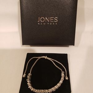 Jones New York Tennis Waverly Bracelet White Cubic Zirconia 16 Prongs.Adjustable